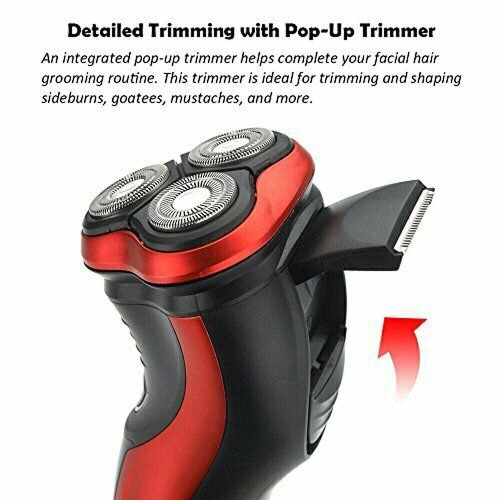 Men's Razor Rotary Waterproof Electric Shaver Pop-Up Trimmer Wet Dry Cordless