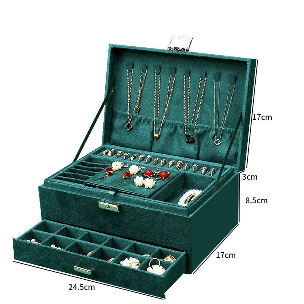 Large 3 Layer Jewellery Organizer Storage Necklace Storage Box Drawer Cabinet