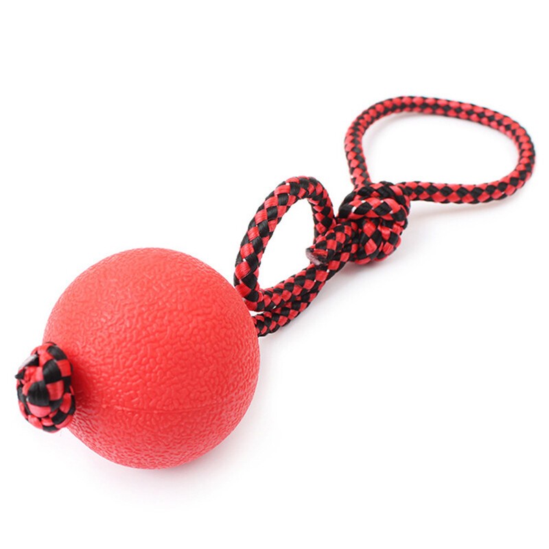 2x Indestructible Dog Ball on Rope Puppy Chew Toy Training Dog Theeth Cleaning