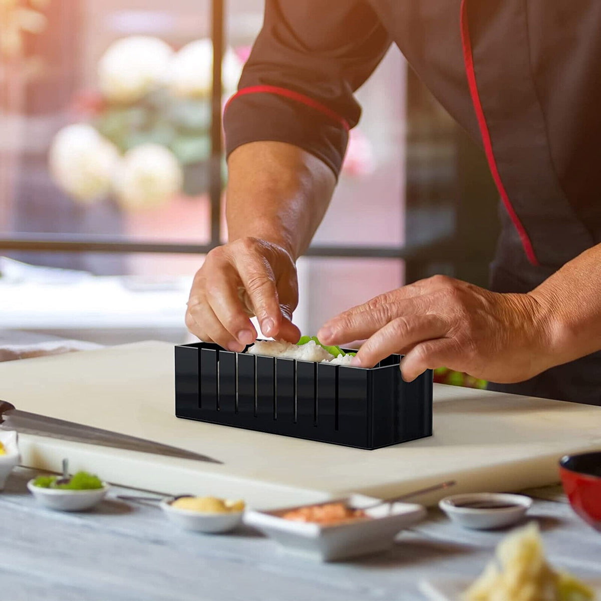 10Pcs DIY Sushi Maker Set Rice Roll Mold Kitchen Sushi Making Tool Kit Home UK