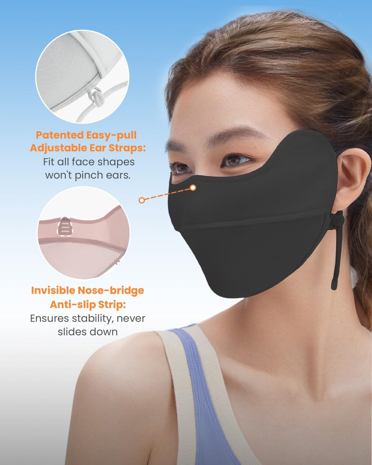Breathable Adjustable Strap Sun Mask for Driving Cycling Outdoor Sun Protection