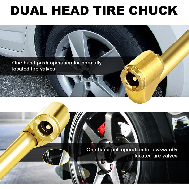 1/4"Dual Head Air Chuck Tire Air Fill Kit for Tire Inflator Gauge Air Compressor
