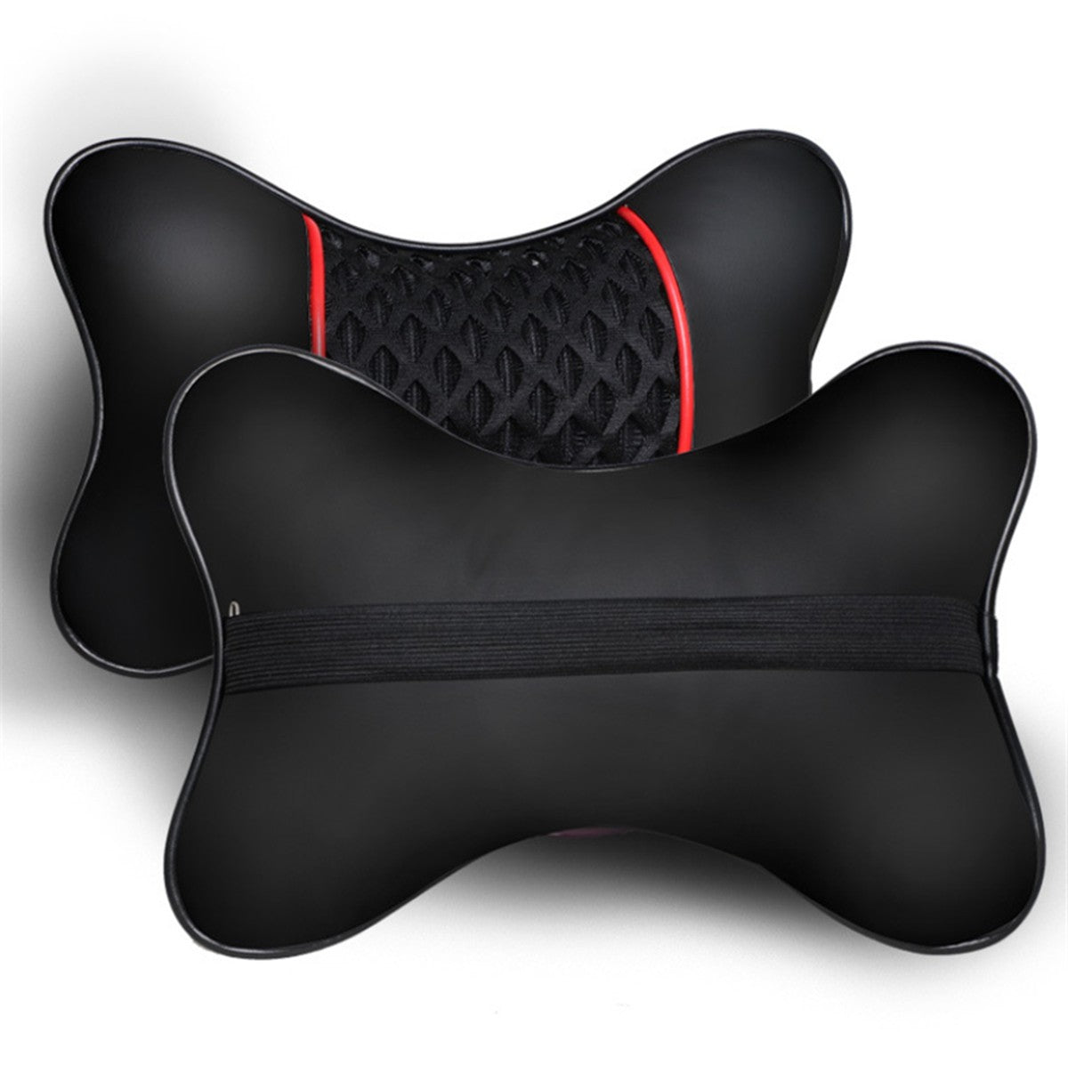 2x PU Leather Knitted Car Headrest Pillows Neck Rest Support Seat Cushion
