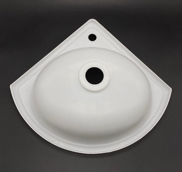 White Plastic Triangular Wall Mounted Corner Sink For Bathroom Spaces.*