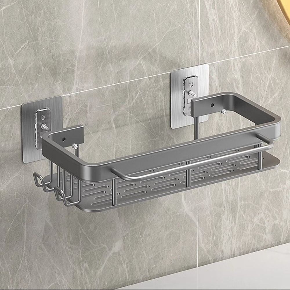 Wall Mount Aluminum Storage Shelf Bathroom Shower Kitchen Organizer Rack