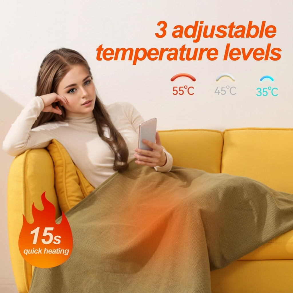 Portable Heated Shawl,Portable Heated Blanket Wrap Shawl Women,15s Fast Heating