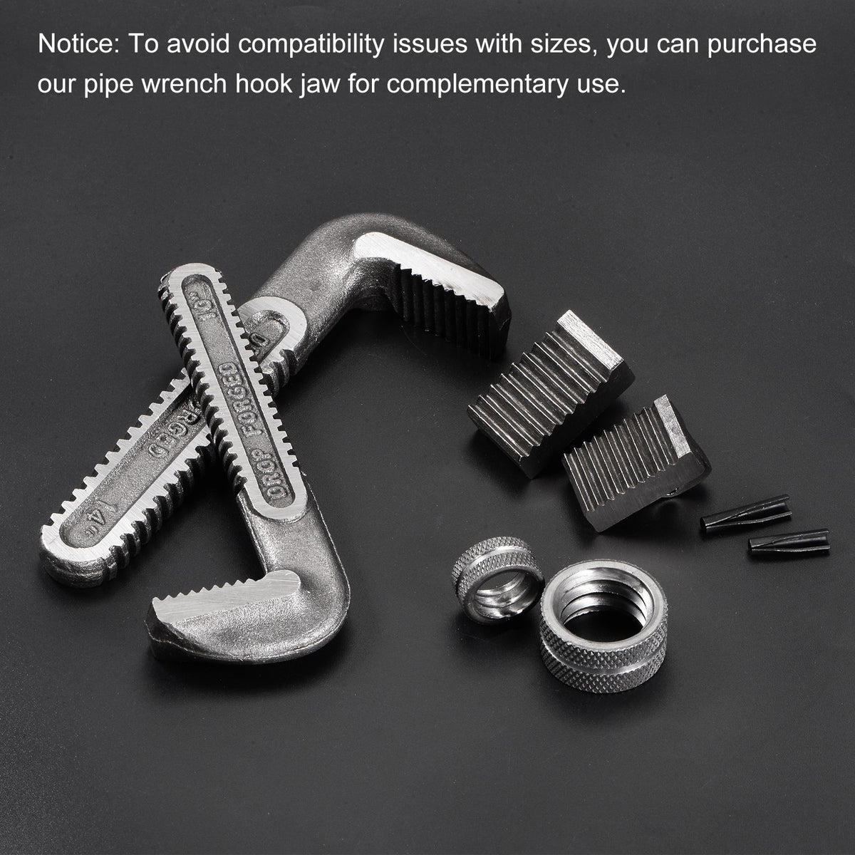 Pipe Wrench Heel Jaw with Pin Assembly 24" Wrench Replacement Carbon Steel