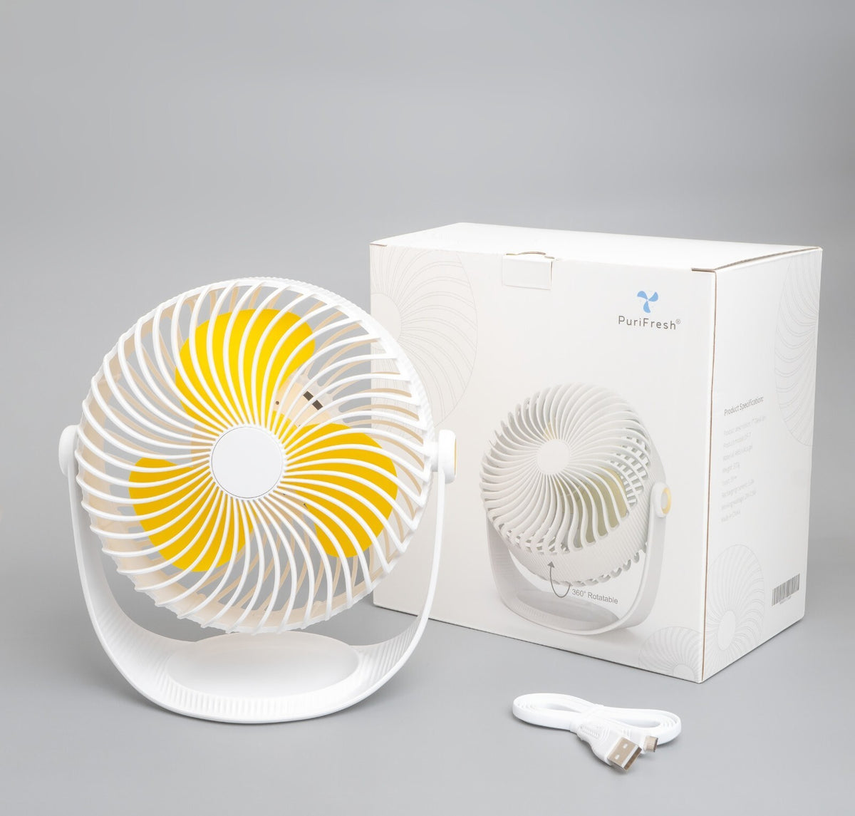 7 Inch Rechargeable Desk Fan - Small Quiet Personal Cooler Powered Portable