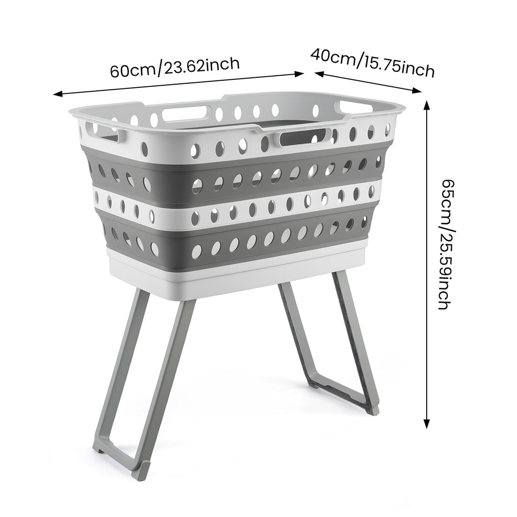 Large Capacity Foldable Laundry Basket with Standing Legs  Collapsible Hamper