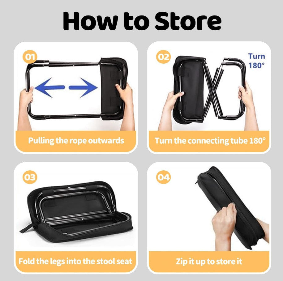Folding Stool Portable Chair Steel Bracket for Outdoor Hiking Fishing Travel UK