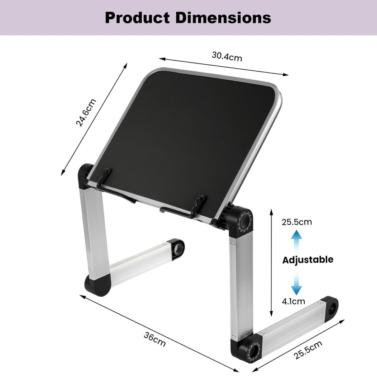 Reading Book Holder Stand, 360° Rotating Base Adjustable & Foldable Design