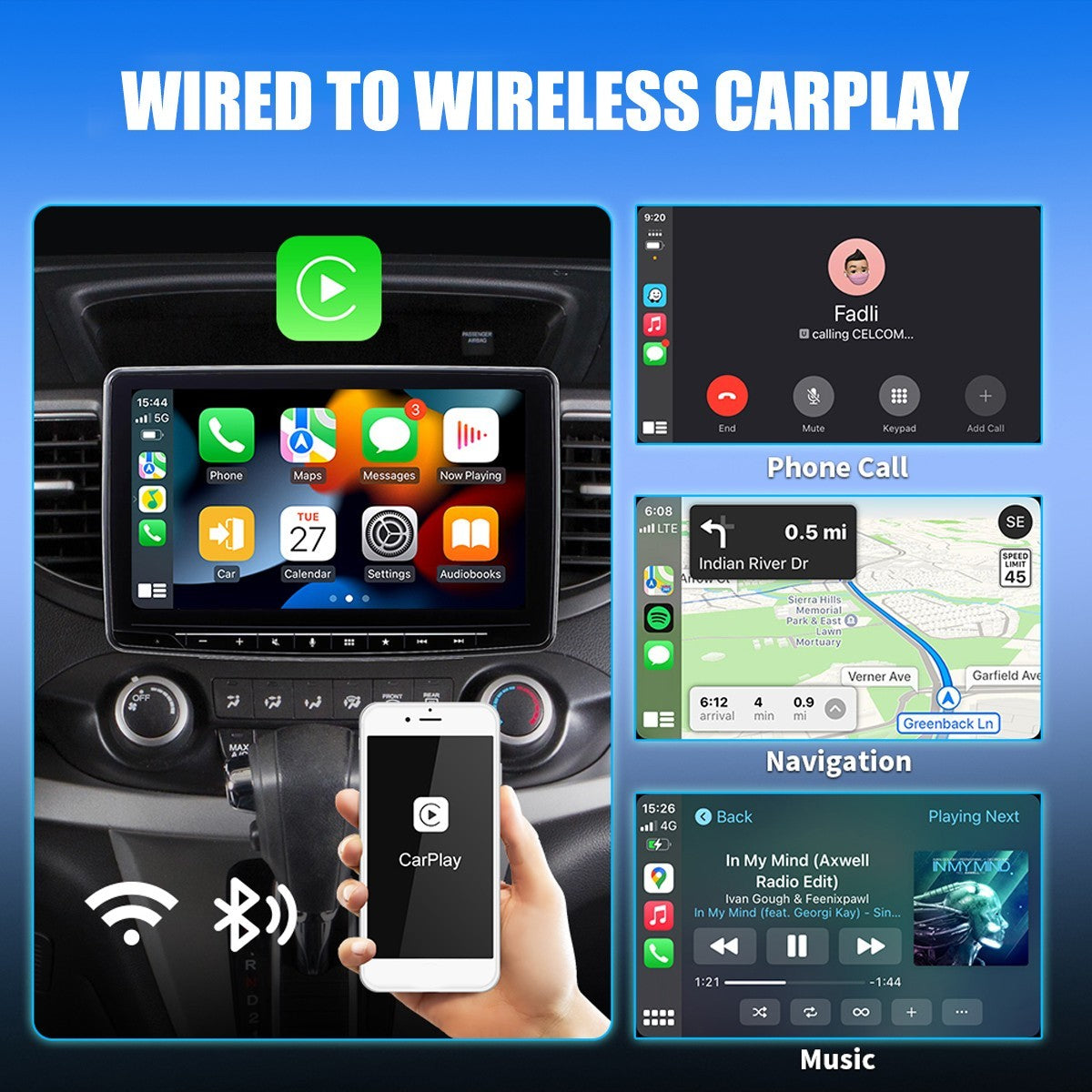 2025 USB Wireless CarPlay Adapter For iPhone Apple Wireless Dongle Plug ＆Play-UK
