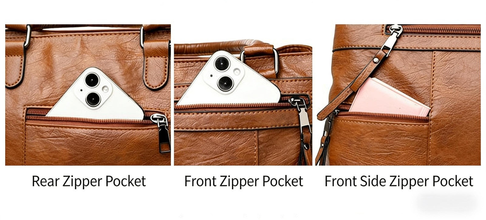 Vintage Large Capacity Tote Bag Women PU Leather Shoulder Handbag Crossbody