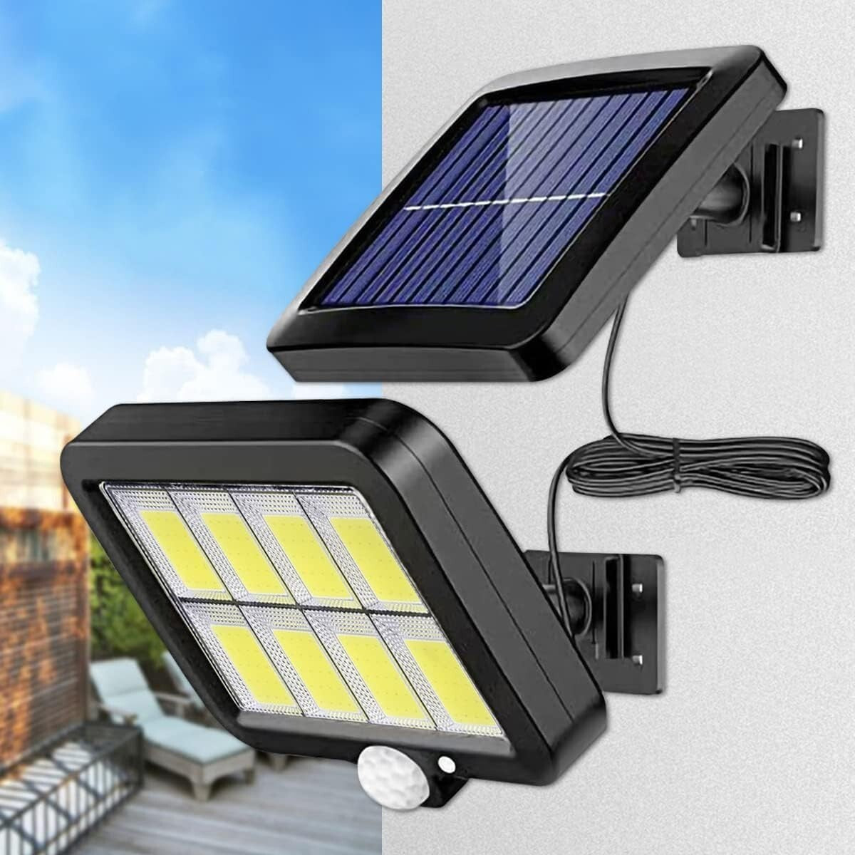 1PACK Solar Power LED PIR Motion Sensor Wall Light Security Outdoor Garden Flood