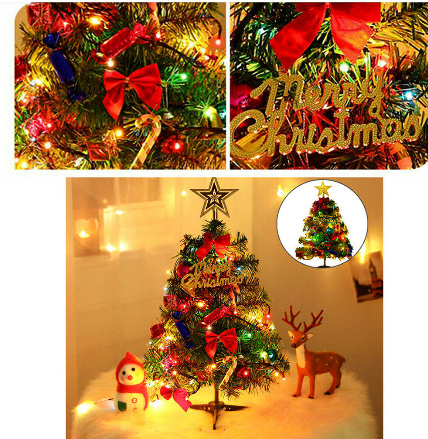 30cm Mini Small Christmas Tree with LED Lights Xmas Tabletop Rtificial Ornament