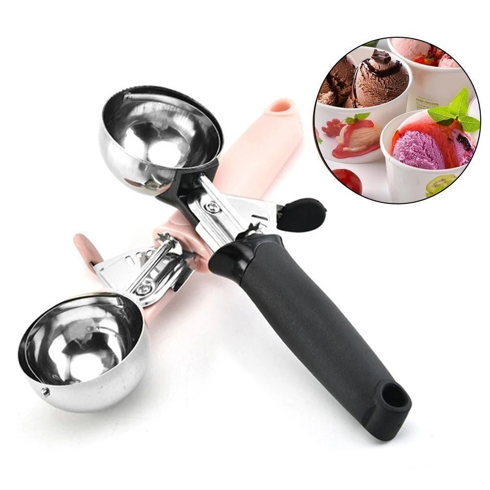 Black Ice Cream Spoon Stainless Steel Ball Scooper Metal Cookie Scoop