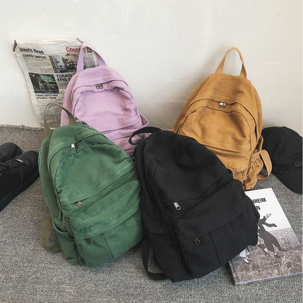 Boys Girls Retro Backpack Rucksack School College Travel Laptop Canvas Bag UK