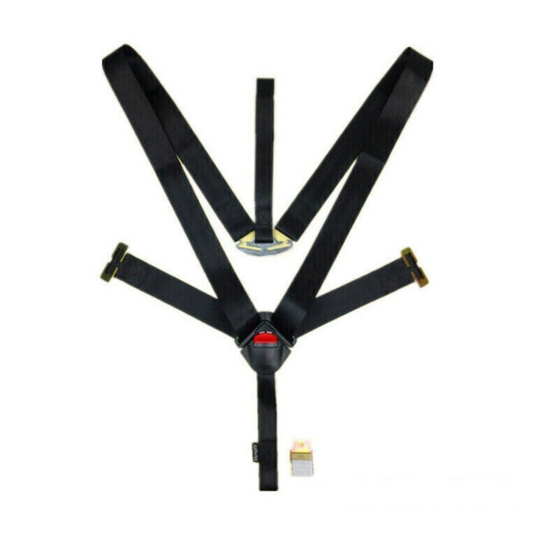 Black Universal Full Parts Baby Car Seat Belt Replace Clips 5 Point Buckle Strap
