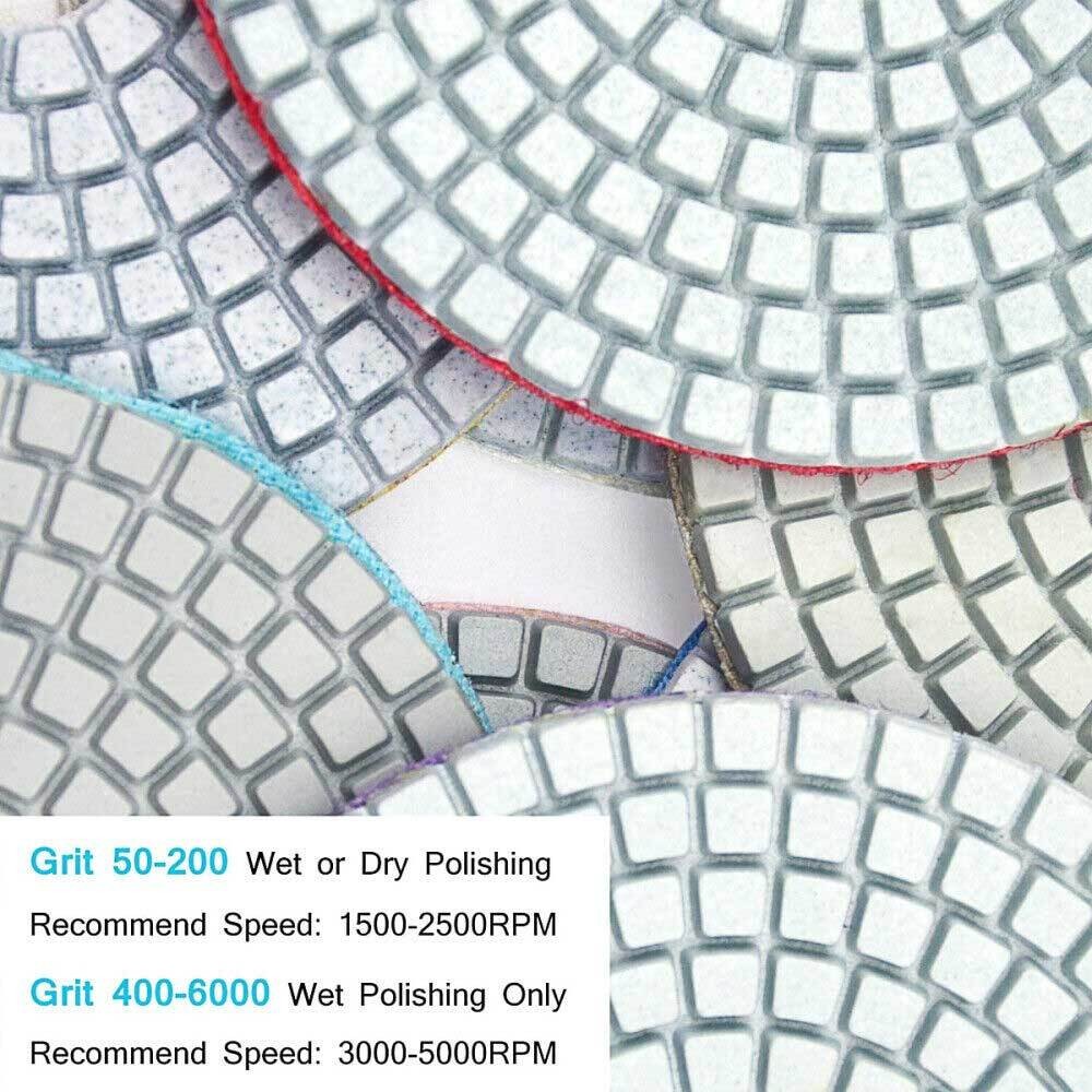 UK 16pcs Diamond Polishing Pads Wet Dry 4 Inch Set Kit For Concrete Marble Tile