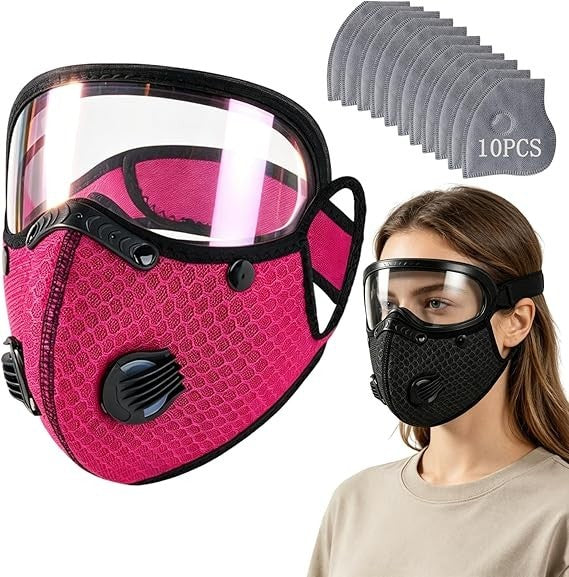 Reusable Carbon Filter Dust Mask with Adjustable Goggles, With 5-Layer Filter