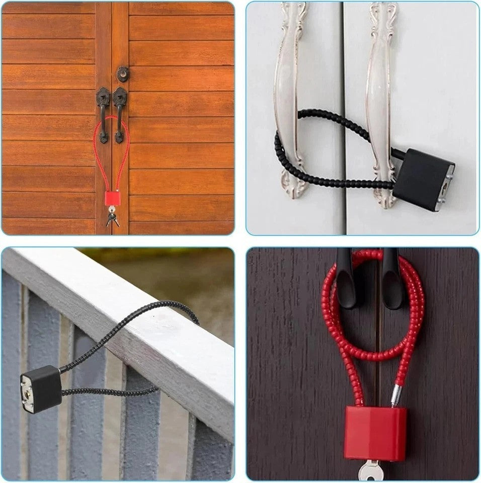 2x Heavy Duty Steel Cable Padlocks with Keys Long Shackle Flexible Rope Lock UK