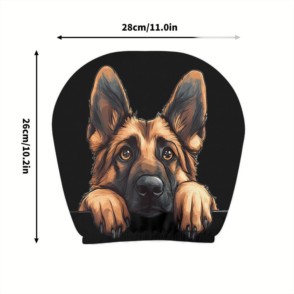 2pcs Realistic German Shepherd Puppy Car Headrest Covers Car Interior Decor