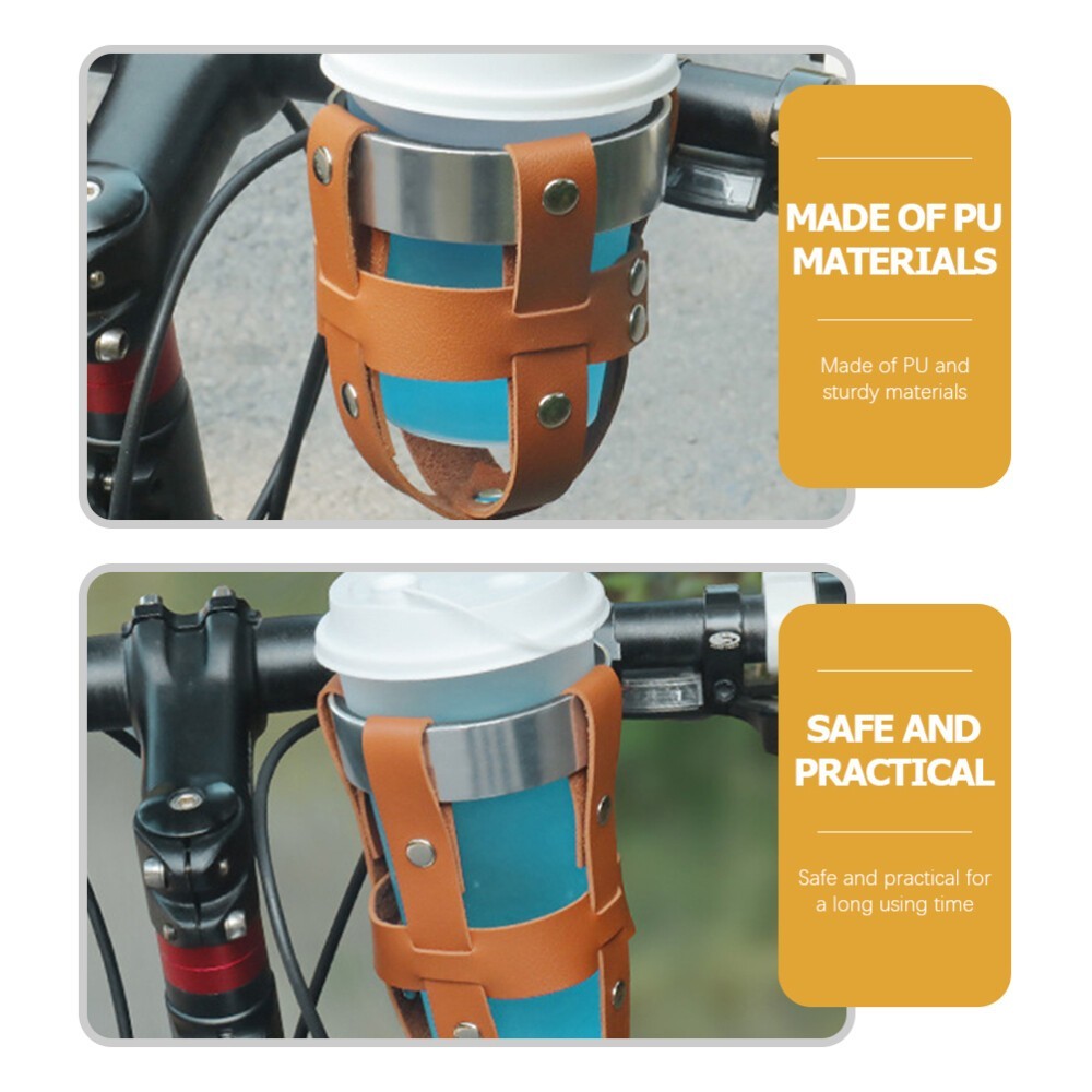 Water Bottle Bike Cup Holder Handlebar Cruiser Leather Rack new