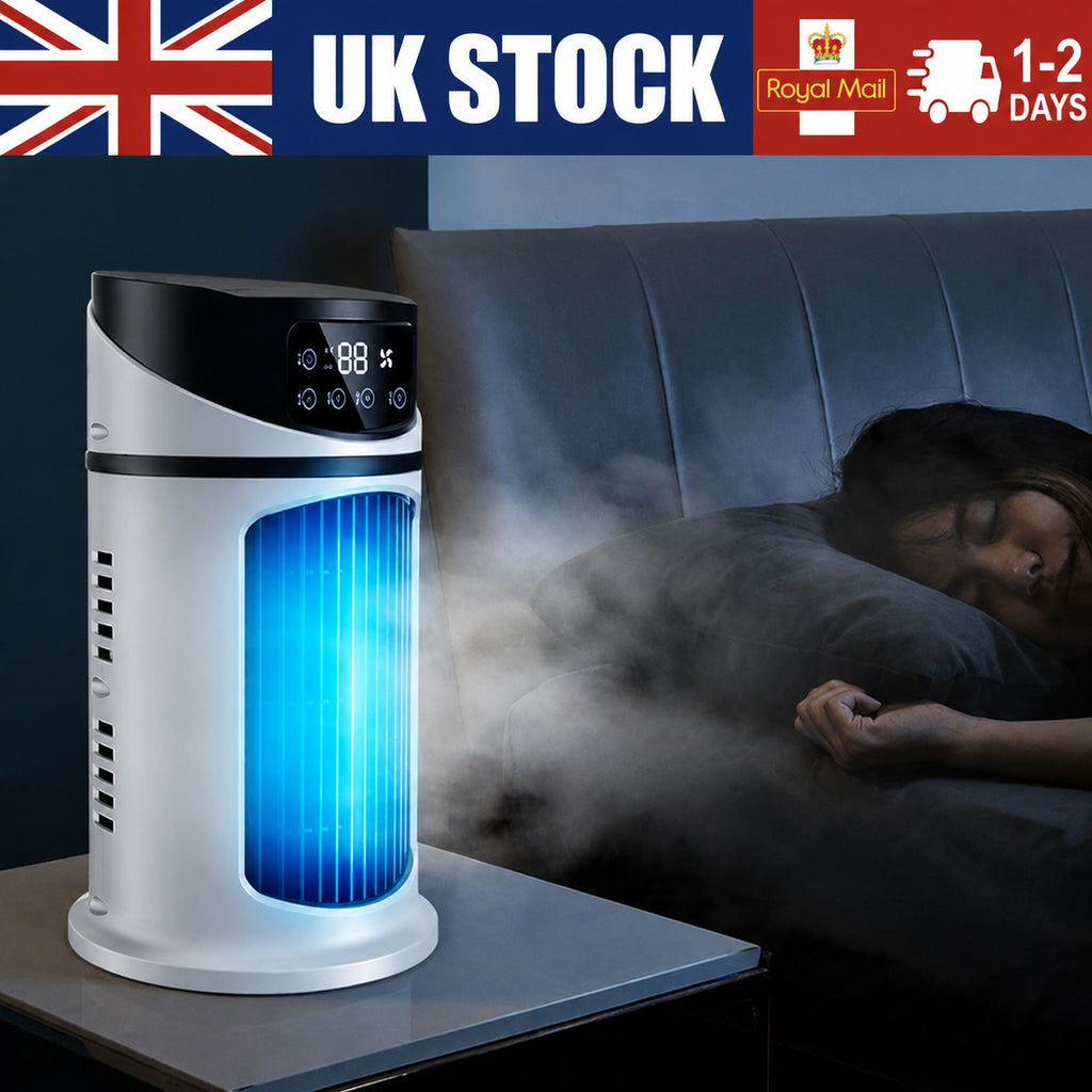 6-Speeds Portable Air Cooler Fan Ice Cold Cooling Conditioner 300ML Tank UK