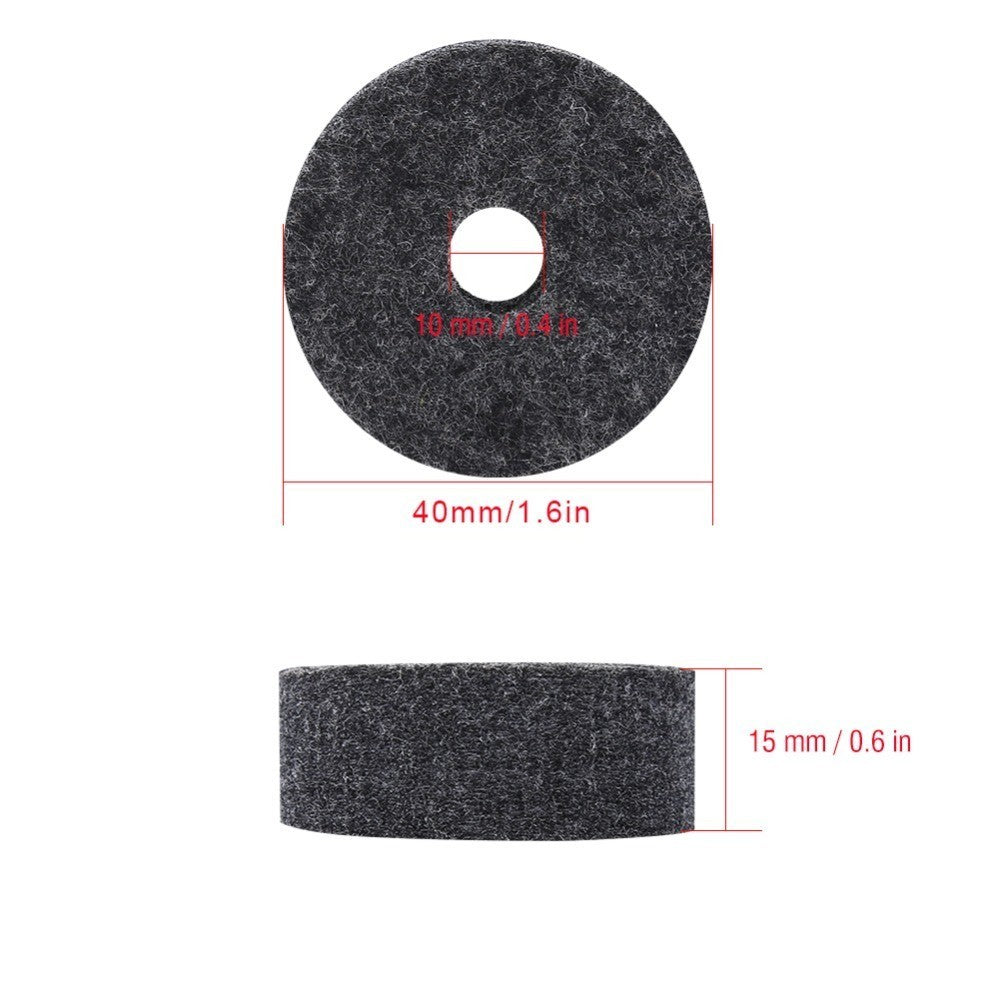 10PCS Gray/Black Cymbal Felt Pads Round Drum Felt Replacement