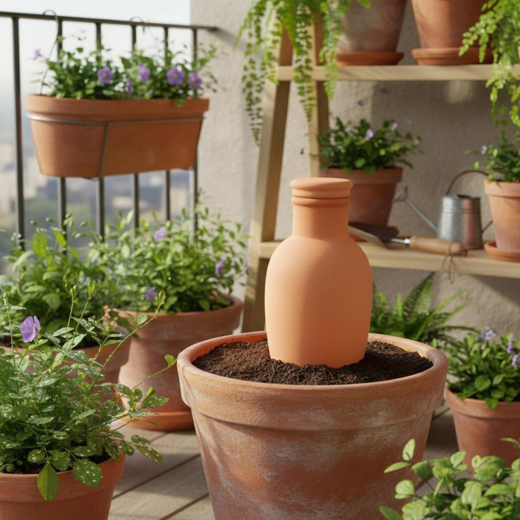 4 Pieces Terracotta Watering Spike Slow Release Terracotta Self Watering Bottle