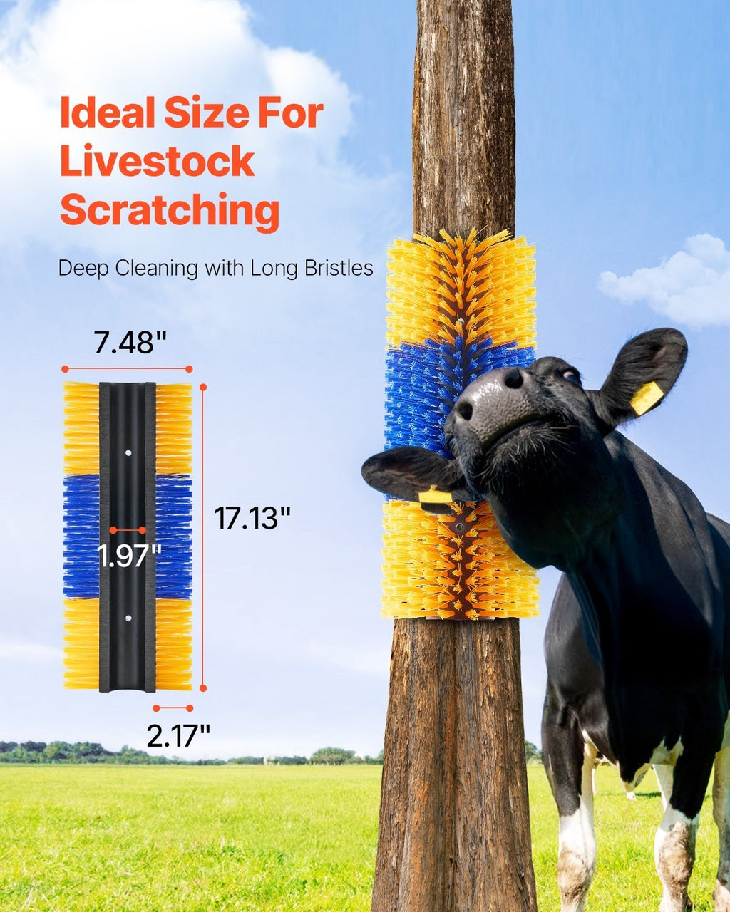 Livestock Scratching Brush 17.1 in Horse Scratcher Cattle Brush for Itch Relief