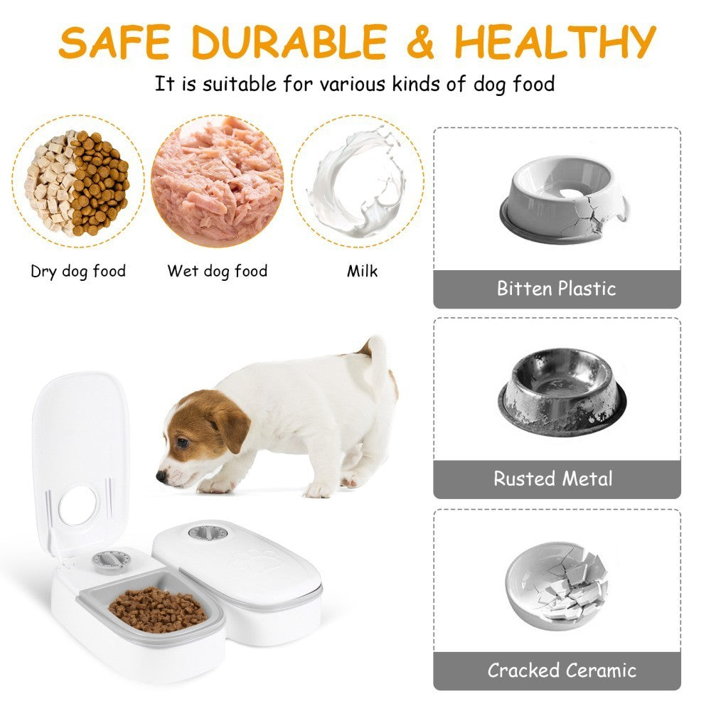 Dog Cat Food Dispenser 2X Automatic Cat Feeder Electronic Timed Dry and Wet Pet