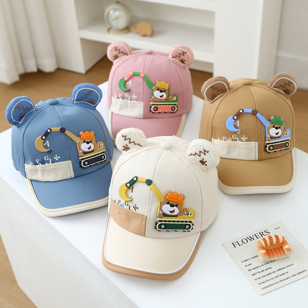 Summer 1-3-year-old Boys And Girls Sun Hats - Bear Driving An Excavator,...