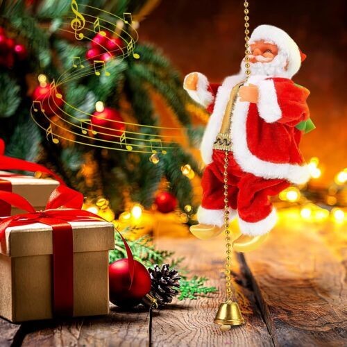 Christmas Electric Santa Claus Climbing Ladder Doll Music Xmas Music Decor Party