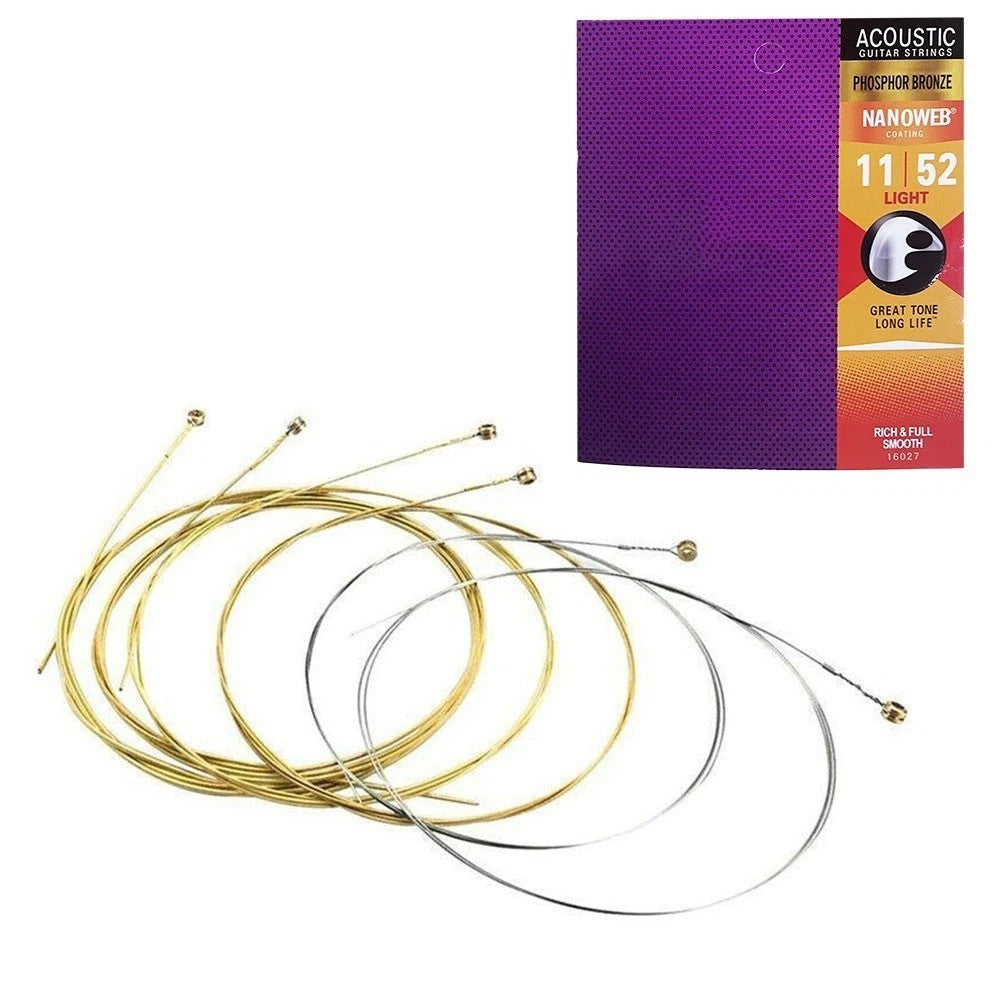 2×Elixir Nanoweb Phosphor Bronze 11-52 Acoustic Guitar Strings Light NN3