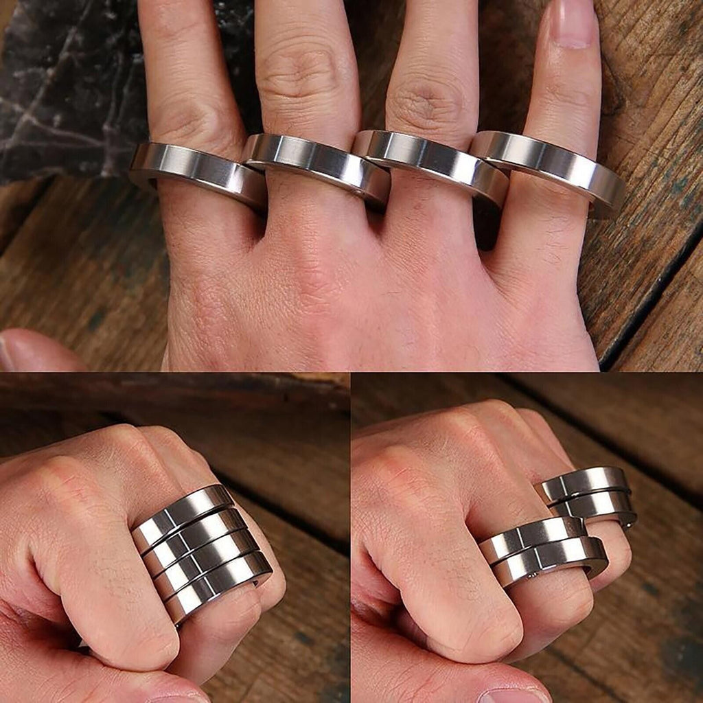 For Stainless Steel Outdoor Rotatable Folding Ring Finger Ring New UK