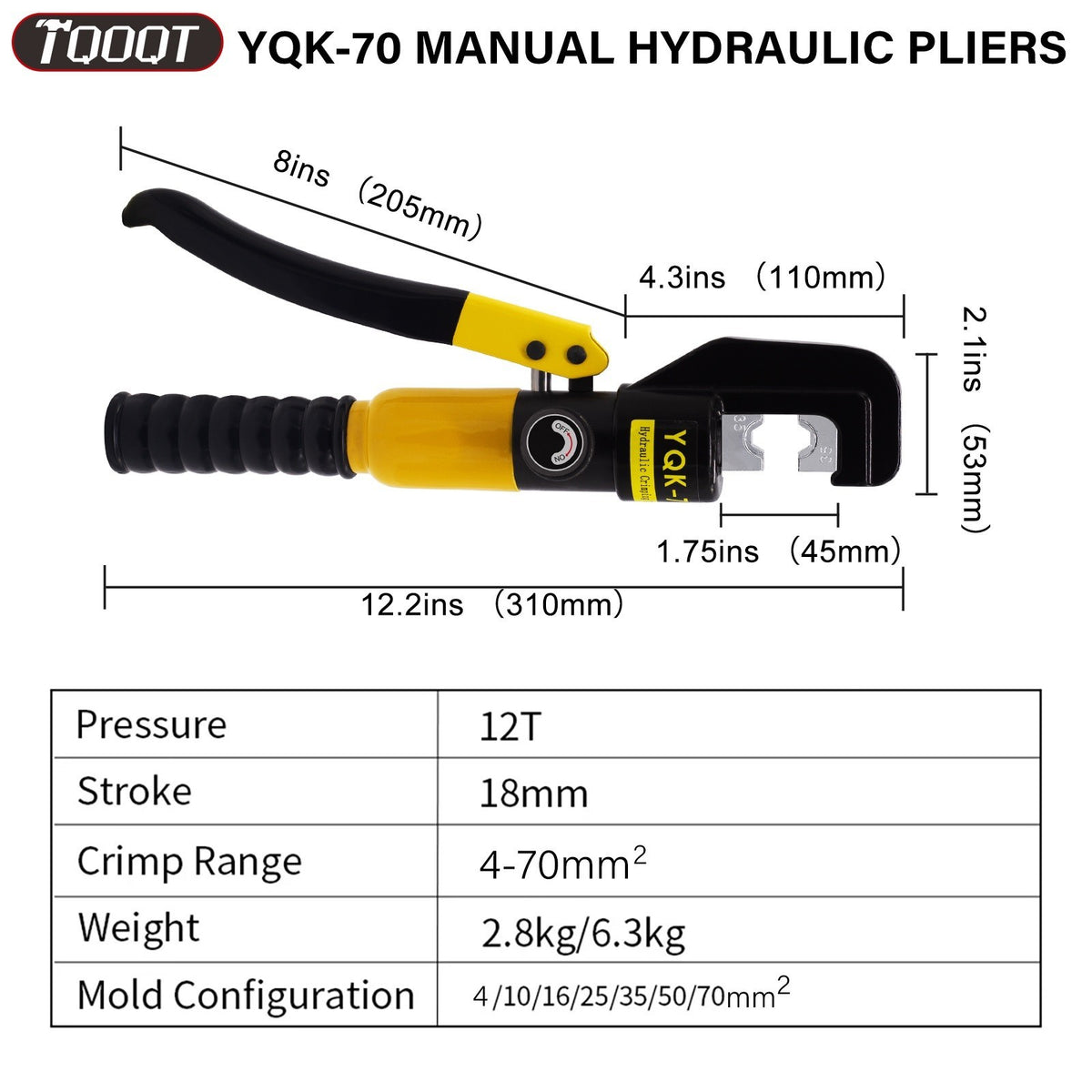 8 Dies Hydraulic Crimper Set Crimping Tool Wire Battery Cable Lug Terminal UK