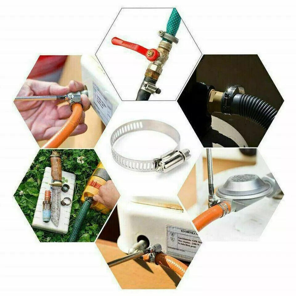 101x Assorted Stainless Steel Hose Clamp Kit With No Driver Jubilee Clips Set UK