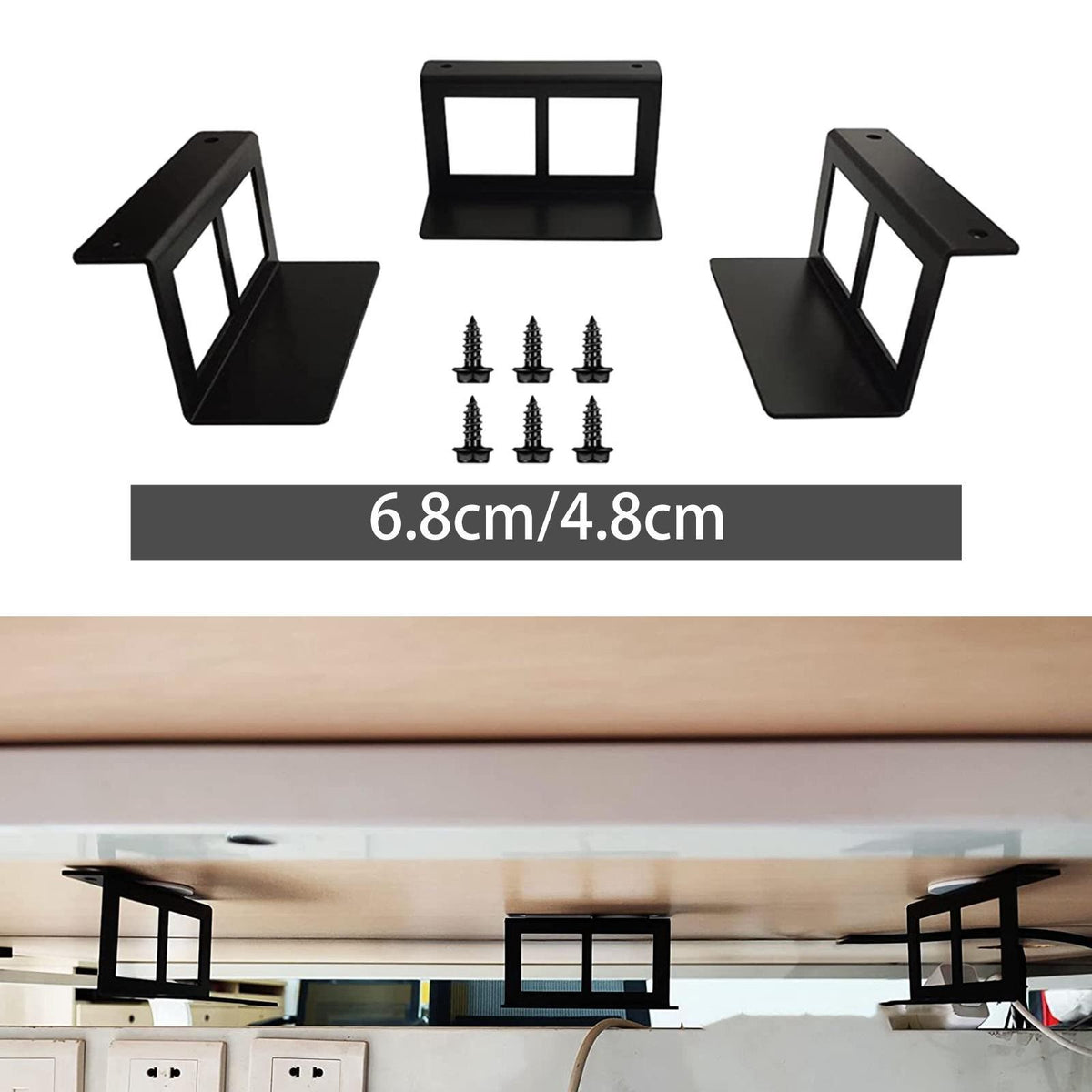 Under Desk Laptop Mount Brackets Stand Set Universal Shelf with 6 Screws Easy to