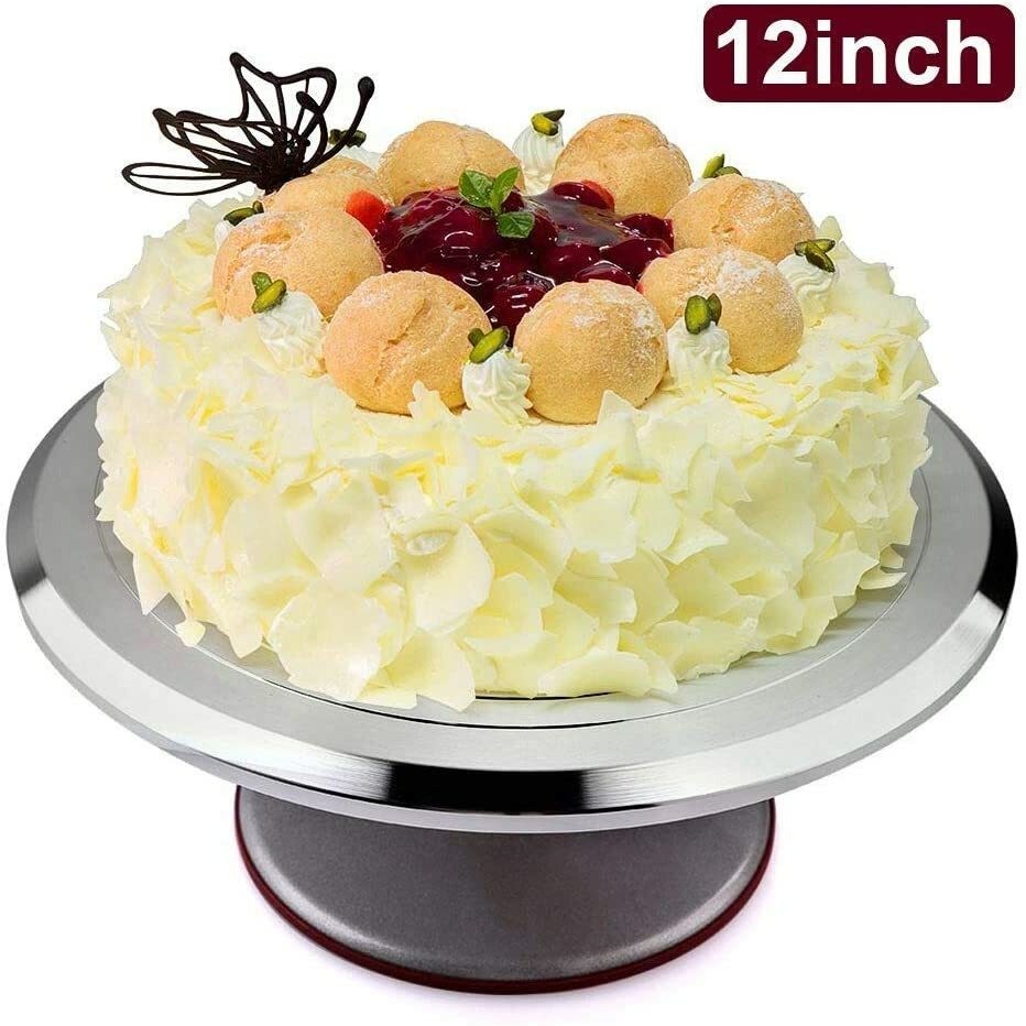 12'' Cake Turntable Aluminum Cake Revolving Stand Holder Cake Baking Decor Tools