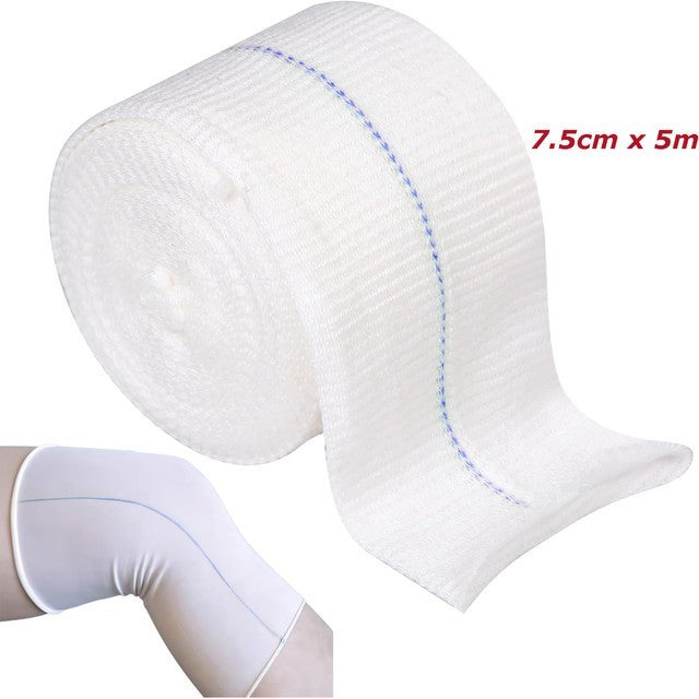 Elastic Tubular Support Bandage Dressing Retention Bandage Blue Line 7.5CM X 5M