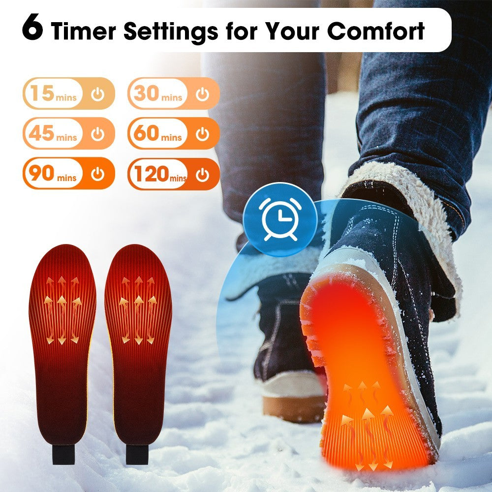 1 Pair Heated Insoles with APP Control Rechargeable Thermal Insoles Foot Warmers
