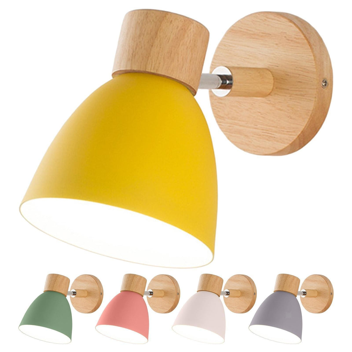 *Nordic* Wall Lamp Wood E27 Bedside Creative Macaron Wall Sconce Wall Light for