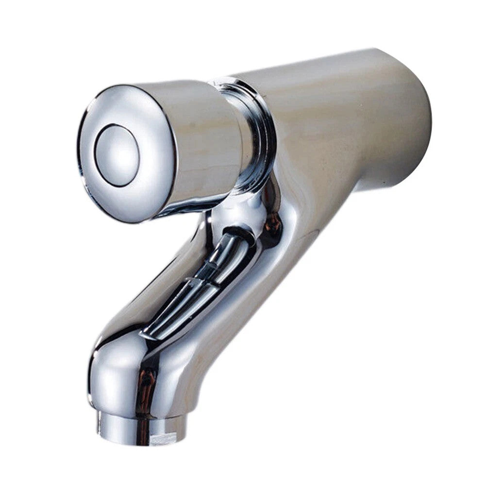 Wall Mounted Push Button Brass Cold Water Tap Bathroom Automatic Closing Faucet