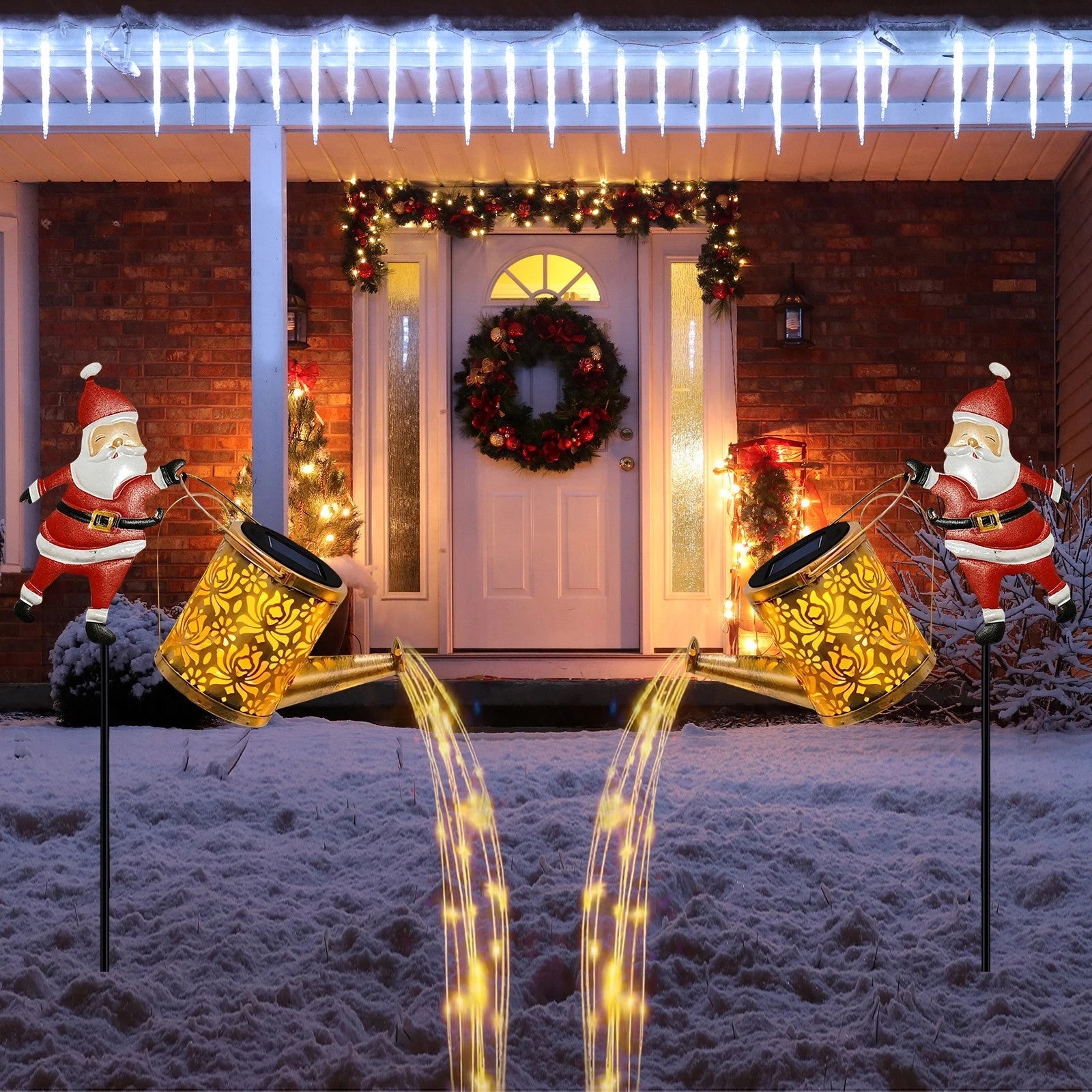 Solar Watering Can Lights Outdoor,Christmas Santa Waterproof Metal Garden  UK