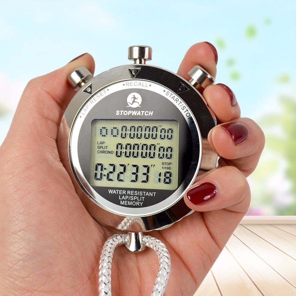 Antimagnetic Chronograph Metal Digital Timer Stopwatch Sports Counter Waterproof