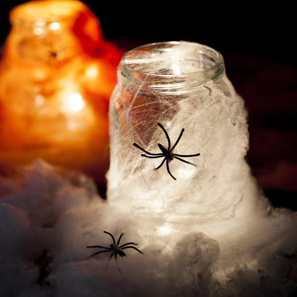 Spider Web With 10pcs Spiders Halloween Decoration Stretchy Cobweb Props