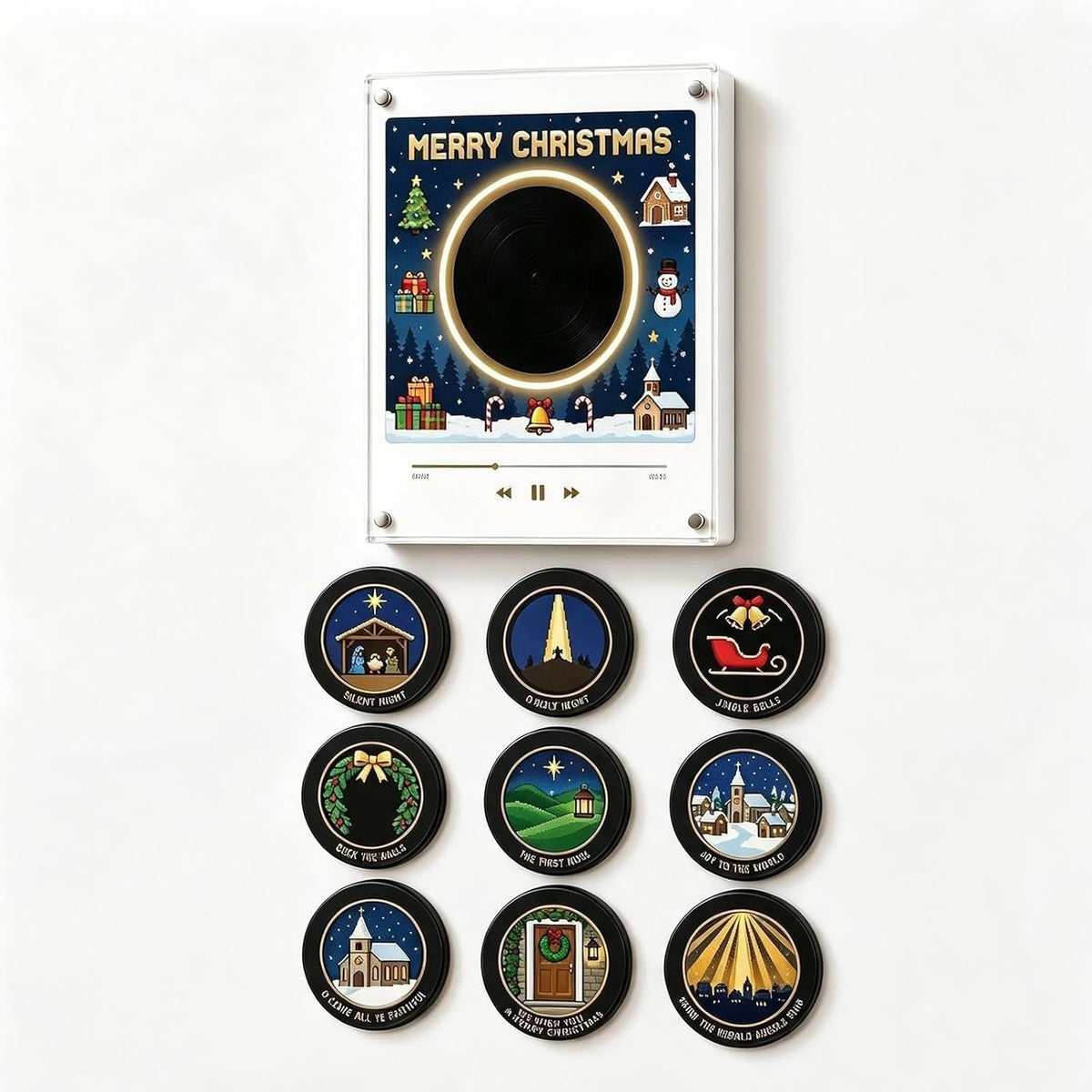 Christmas Vinyl Player Fridge Record NFC Magnetic Music Box Set