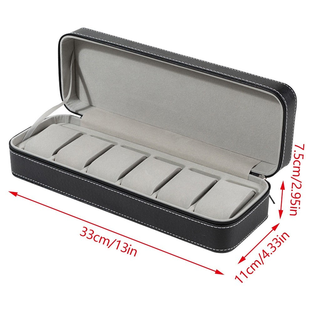6 Grids Watch Display Storage Case Jewelry Collection Organizer Box Holder UK
