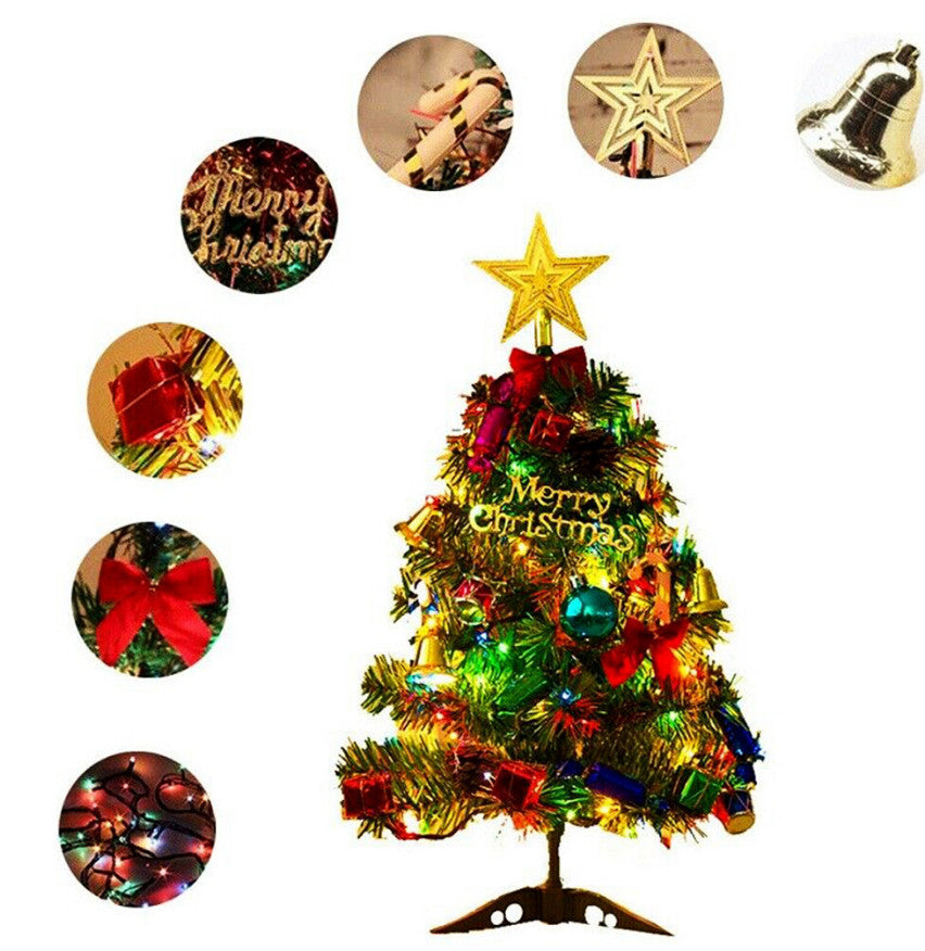 30cm Mini Small Christmas Tree with LED Lights Xmas Tabletop Rtificial Ornament